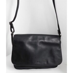 Longchamp Black Leather Nylon Large‎ Messenger Crossbody Bag